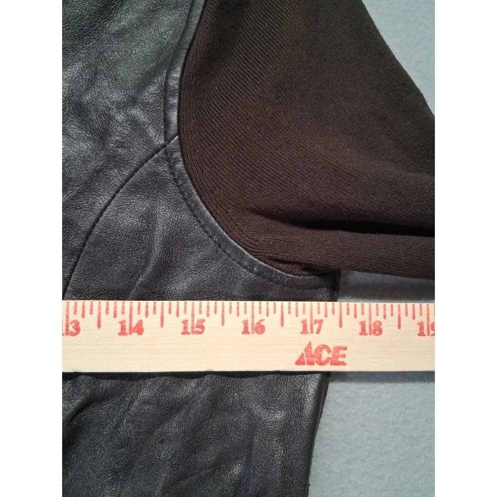 Anne Klein Women's Front 100% Leather Jacket 3/4‎ Length Button Up Size PM